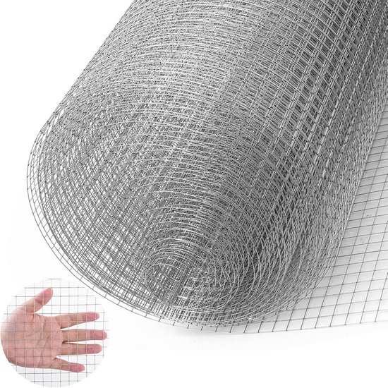 Draadgaas Rol - Beschermgaas Tuin - Dieren Buiten Houden - Verzinkt Staaldraad - 1 x 4.8 Meter - Zilver
