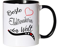 Koffiemok Beroep - Werk Mok - Ochtendkoffie Genieten - Dubbelzijdig Bedrukt - 330 ml Inhoud - Wit