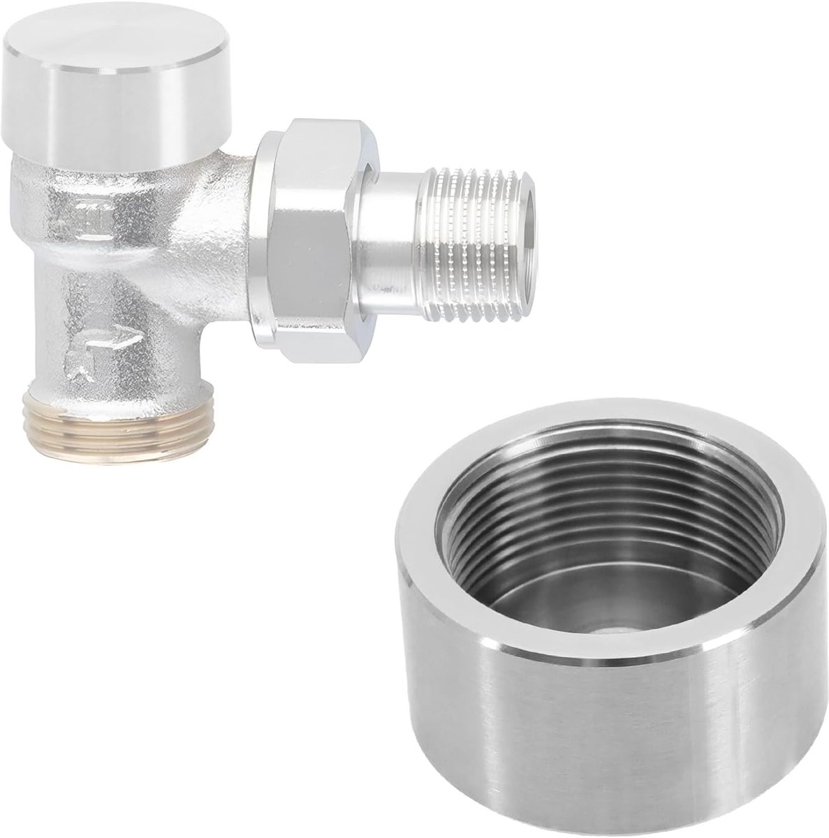 Thermostaat Eindkap - Radiator Afsluiting - Verwarming Regel - Roestvrij Staal - M30 x 15 mm - Zilverkleurig