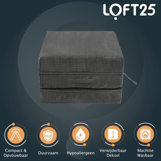 Vouwmatras - Gastenmatras Z-bed - Comfortabel slapen - Zelfnivellerend - 198x66x14cm - Houtskool — afbeelding 5