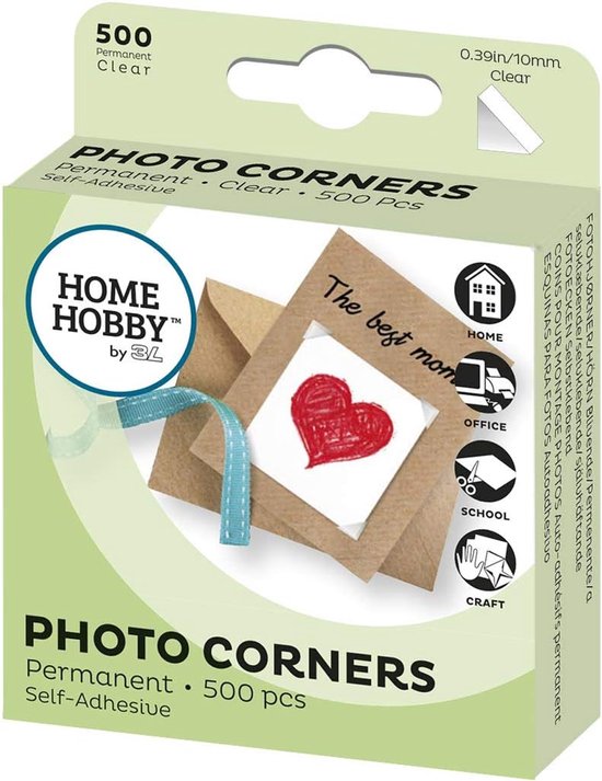 Emballage de coins photo Home Hobby by 3L, 500 pièces, transparent.