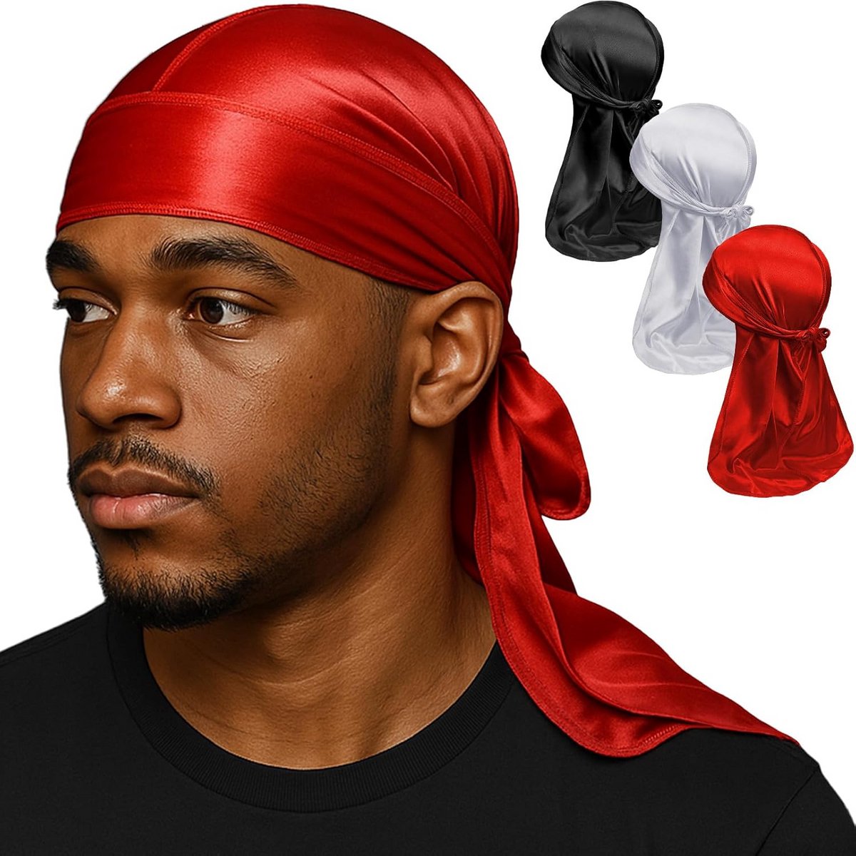 Durag Set - Hoofddeksel Mannen - Haar Stijlen - Dubbele Compressie - 12 Stuks - Zwart