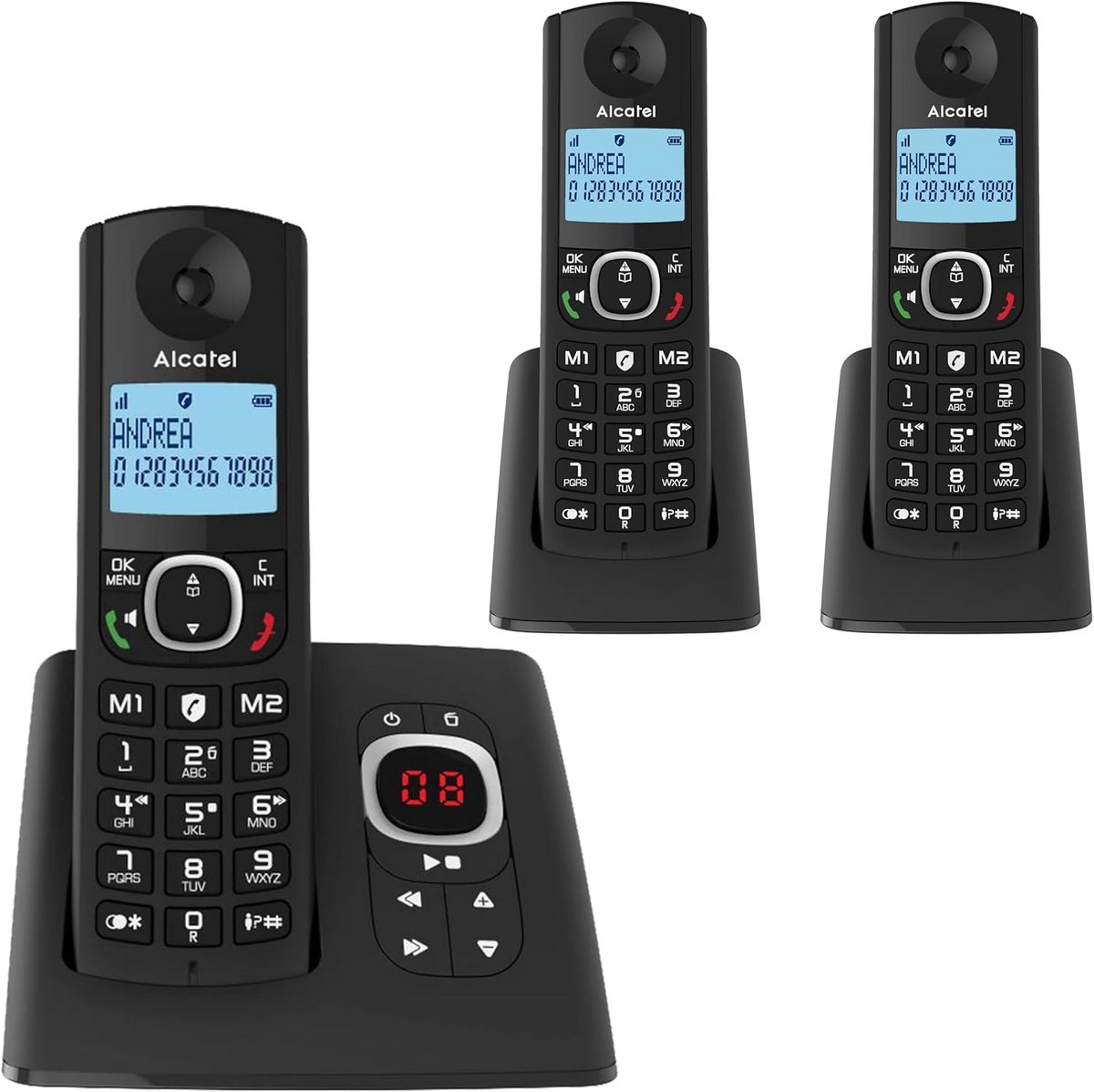 Draadloze Telefoon - Set met 3 handsets - Thuis Bellen - Met Antwoordapparaat - 100 Contacten - Zwart