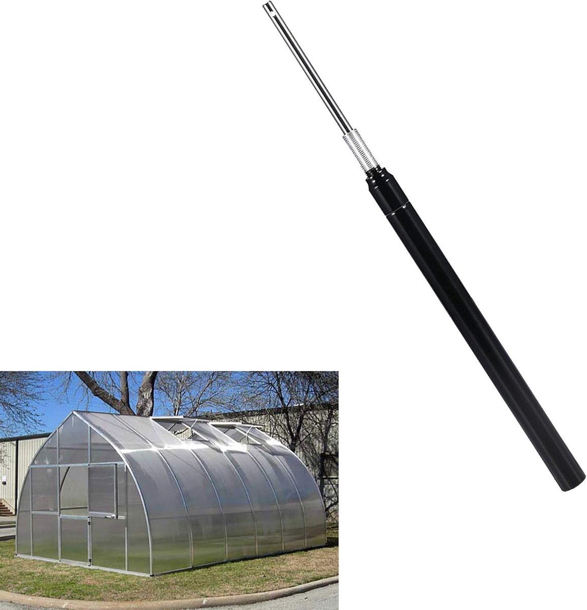 Vervangende cilinder - Reserve opener - Kas raam openen - Automatisch zonder stroom - 40 cm hefhoogte - Zwart