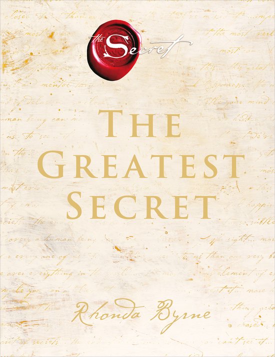 Boek 'The Greatest Secret' van Rhonda Byrne met een rode zegel.
