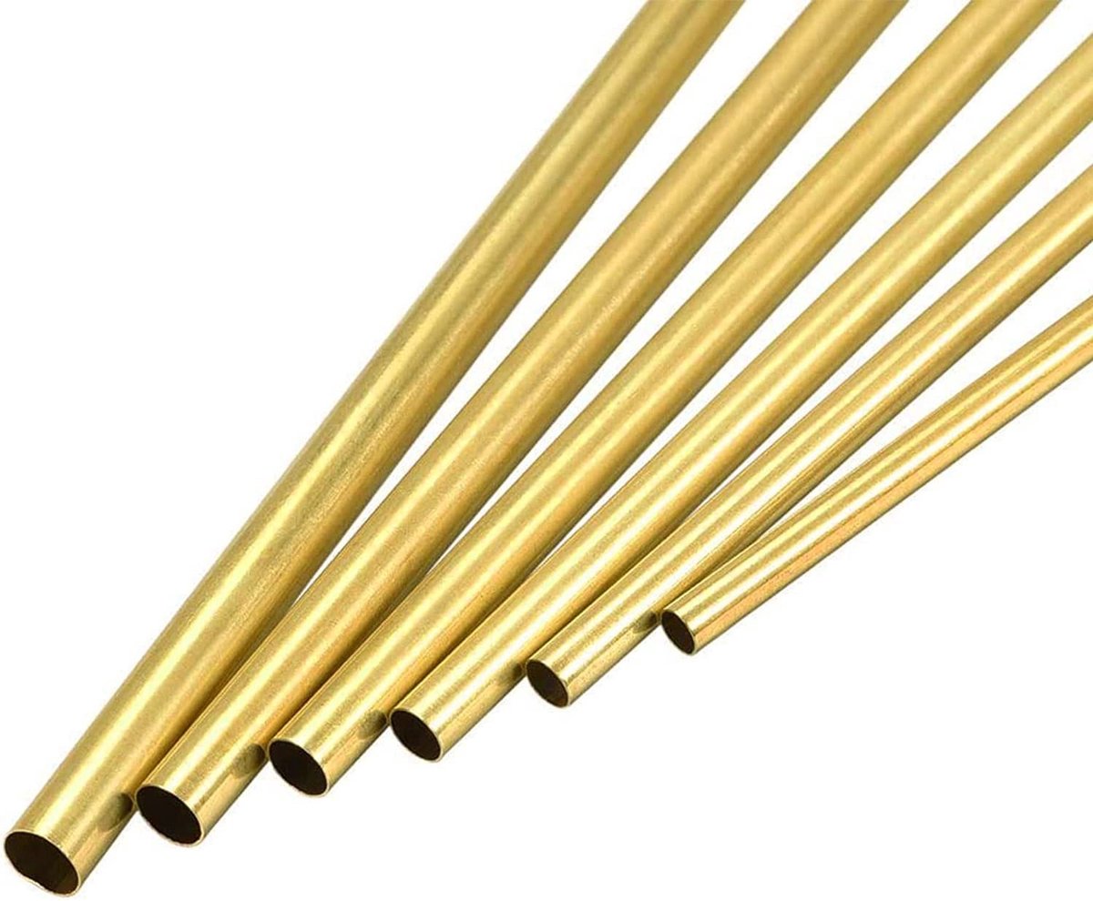 Dailygoods- Messing Buis Set - 6 Stuks - 4/4,5/5/5,5/6/6,5 mm OD - 0,2 mm Wanddikte - 300 mm Lengte - Naadloze Constructie - Messing Pijp