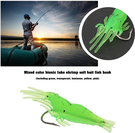 Dailygoods- Garnalen Kunstaas 20 Stuks - Zacht Vis Aas - 3,5 cm - Vijf Kleuren - Effectief voor Zeebaars/Zoutwatervissen - Realistische Details - Visaas van Dailygoods — afbeelding 2