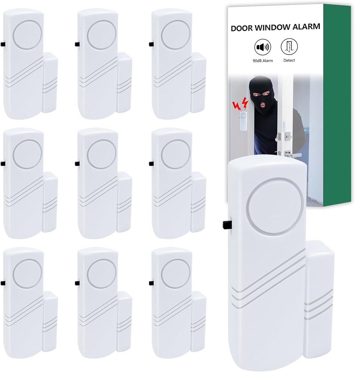 Deurraam Alarm - Beveiligingssensor - Huis Beveiligen - Luid 90dB Geluid - 10 Stuks - Wit