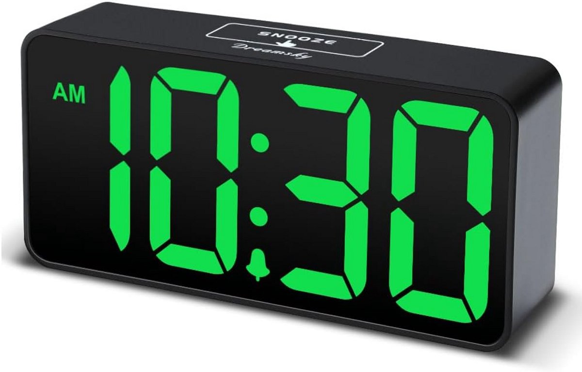 Digitale Wekker - Nachtkastklok - Wakker Worden - Jumbo Cijfers Dimbaar - 13.5 x 6.6 cm - Zwart