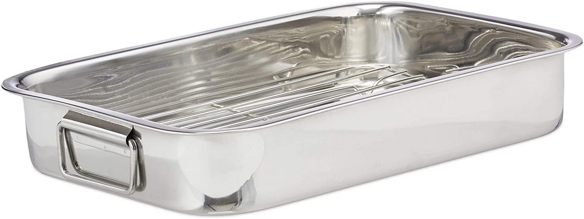 Bakvorm met Grill - Ovenschaal - Oven Gebruik - Roestvrij Staal - 40 cm - Zilverkleurig
