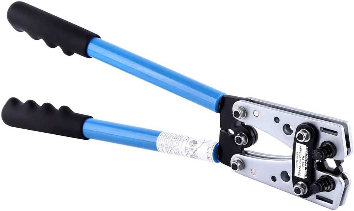 Draadklem Krimptang - Elektricien Tang - Draadkabel Krimpen - Zeskant Roterende Matrijs - 6-50mm² - Blauw