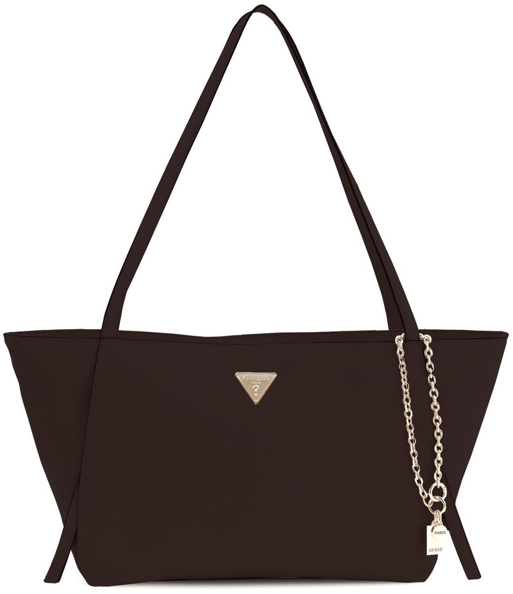 GUESS schoudertas Devon 3 Compartment Tote Brown donkerbruin