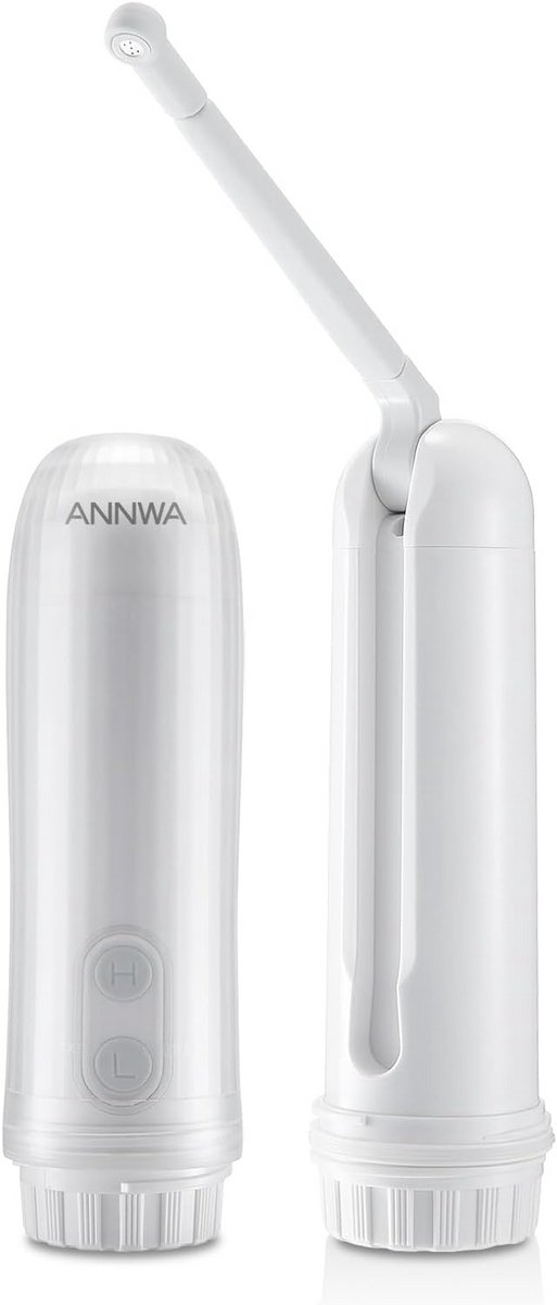 Draagbaar Reisbidet - Persoonlijke Douche - Hygiëne Onderweg - Verstelbaar Mondstuk - 140 ml Reservoir - Wit