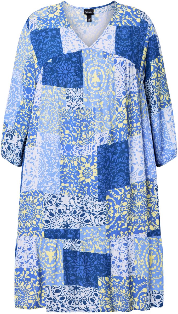 Ulla Popken - Dames - Midi-jurken - Blauw - Maat 58+