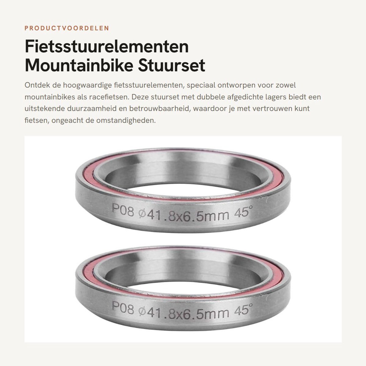 Dailygoods- Fietsstuurelementen 2 Stuks - 41,8 mm Buitendiameter - 45° Hoek - Dubbele Afgedichte Lagers - Mountainbike/Racefiets - Duurzaam en Kwaliteitsborging - Fietsheadset