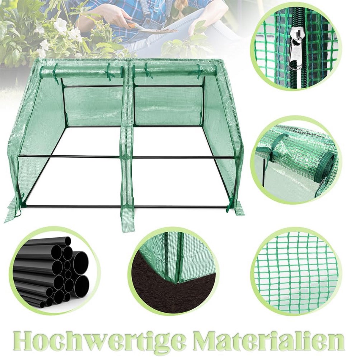 Kleine Broeikas - Plantenhuis - Planten Kweken - Vorstbestendig - 180 x 90 x 90 cm - Groen – foto 7
