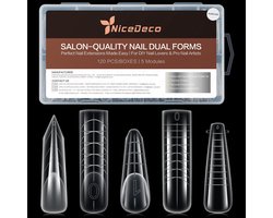 Dual System Nail Molds Nail Forms 120 Stuks Transparante Vormen voor Polygel Acryl UV Gel 5 Vormen DIY Nagelextensions Bouwer Manicure Tools Salon Thuisgebruik Herbruikbaar