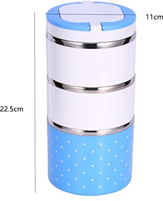 Thermo Lunchtrommel - Voedselcontainer - Warme maaltijd meenemen - Dubbele handgrepen - 1200ml - Blauw — afbeelding 2