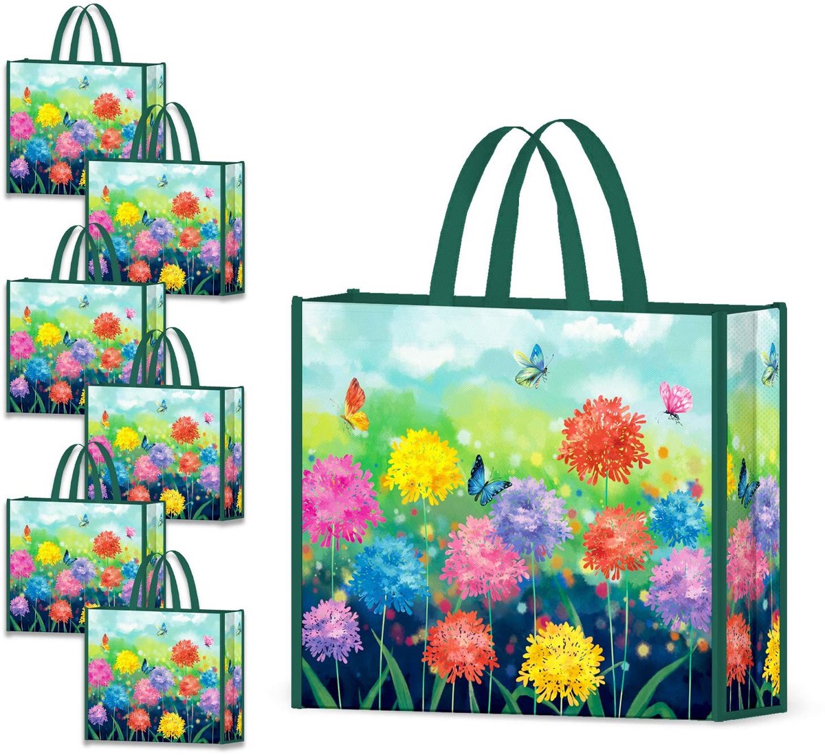 Dailygoods- Boodschappentas Herbruikbaar - 6 Stuks - Opvouwbaar - Wasbaar - Uniek Ontwerp - Kerst Herten/Sneeuwvlok - Draagtas