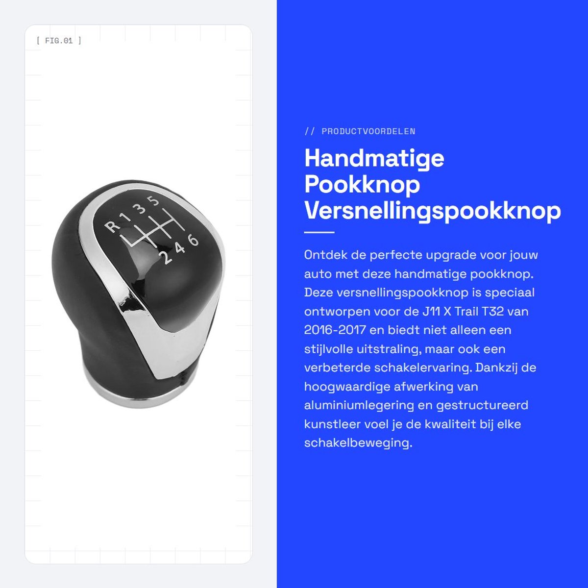Dailygoods- Versnellingspookknop 6 Versnellingen - Handmatige Pookknop - Schakelkop - Geschikt voor J11/X Trail T32 2016-2017 - Hoogwaardige Kwaliteit - Perfecte Vervanging - Schakelknop