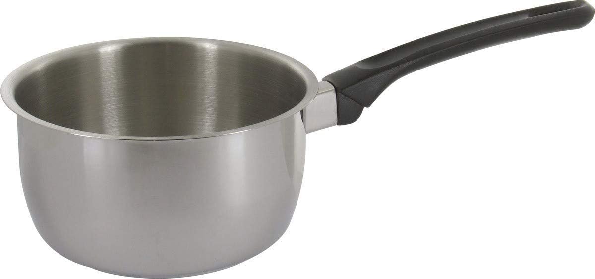 Kookpan Sauspan Stoofpot Allrounder Koken en Stoven Drievoudige Bodem 16 cm Diameter Zwart Handvat