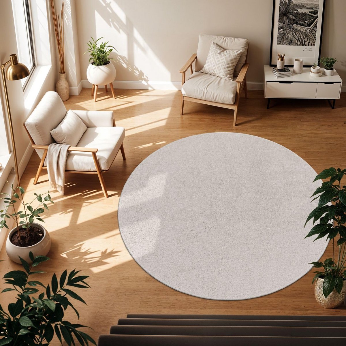Ronde Vloerkleed - Moderne Vloerbedekking - Woonkamer Decoratie - Geschikt voor vloerverwa