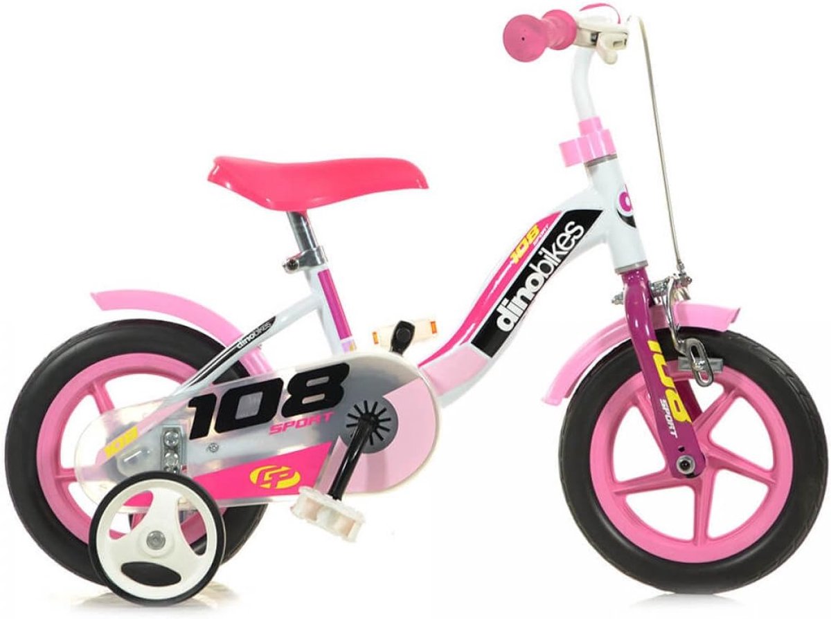 Kinderfiets Loopfiets Meisjes Buiten Spelen Voorzien van Mandje 10 inch Wit Roze