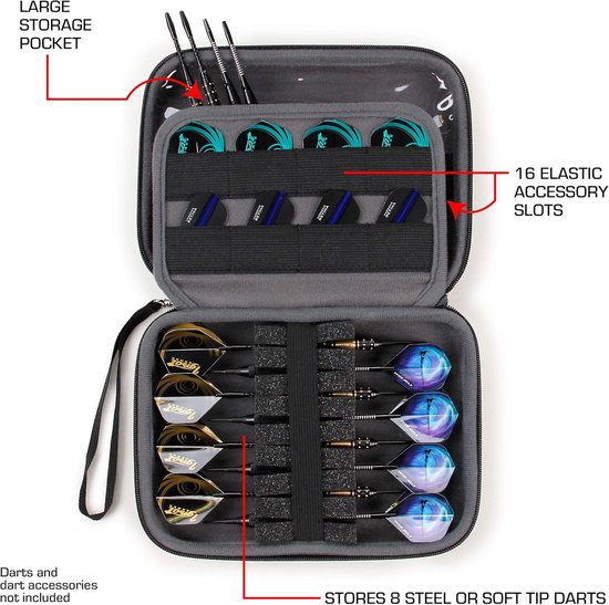 Dartcase Hard Shell voor 8 Darts - Zwart - Geschikt voor Soft Tip en Steel Tip - Beschermt en organiseert je darts — afbeelding 4
