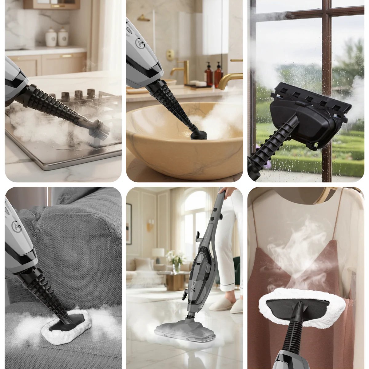 AG Stoomreiniger – 10-in-1 Steam Cleaner – Handstomer – Kledingstomer – Handstoomreiniger – Dieptereiniging voor Vloeren, Badkamer, Tegels, Ramen & Textiel – Vlekkenreiniger – 1500W – 115°C – Inclusief 13 Accessoires – Nardo Grey Edition thumbnail 3