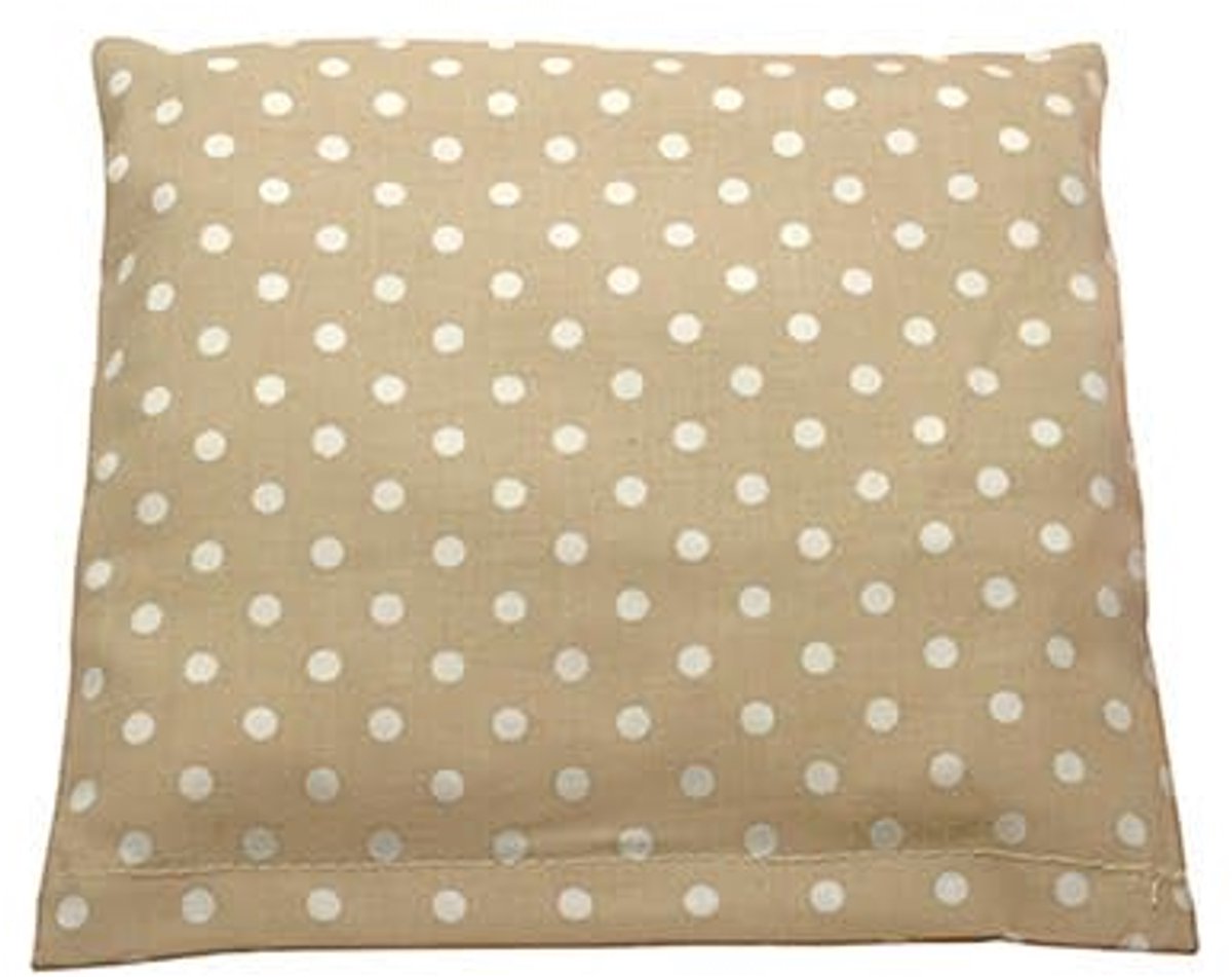 Kersenpitkussen Warmtekussen - Natuurlijk Kussen - Ontspanning en Welzijn - Wasbare Hoes - 19 x 18 cm - Beige Stippen