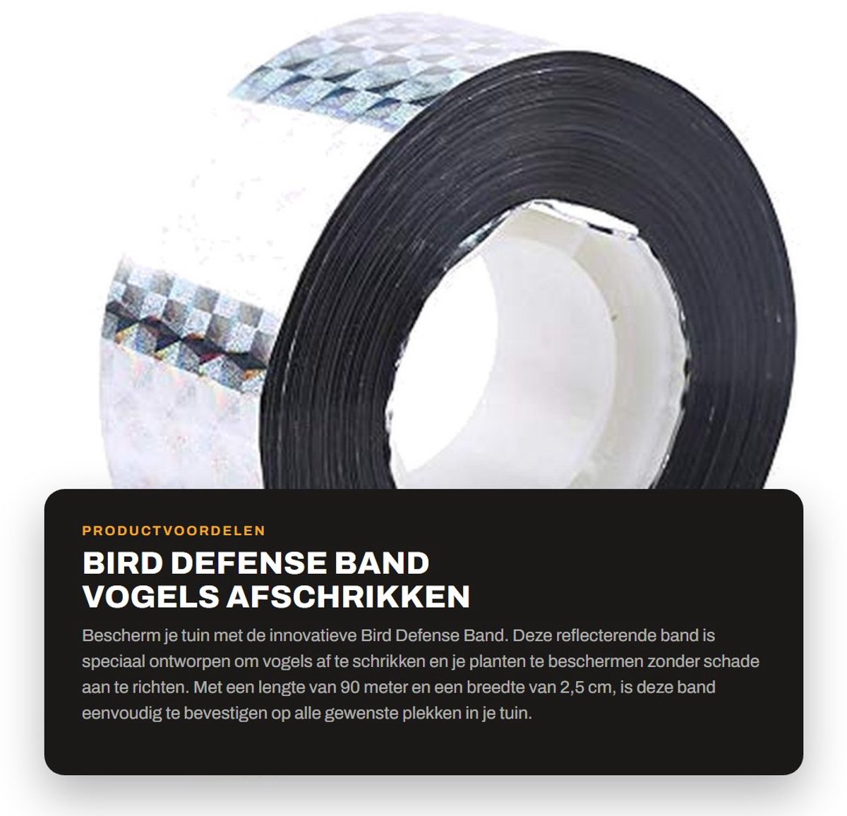 Dailygoods- Vogelafweerband 90 m - Reflecterend/Holografisch - Milieuvriendelijk - PET-kunststof - Lichtgewicht - Effectieve vogelwering - Vogelafschrikband