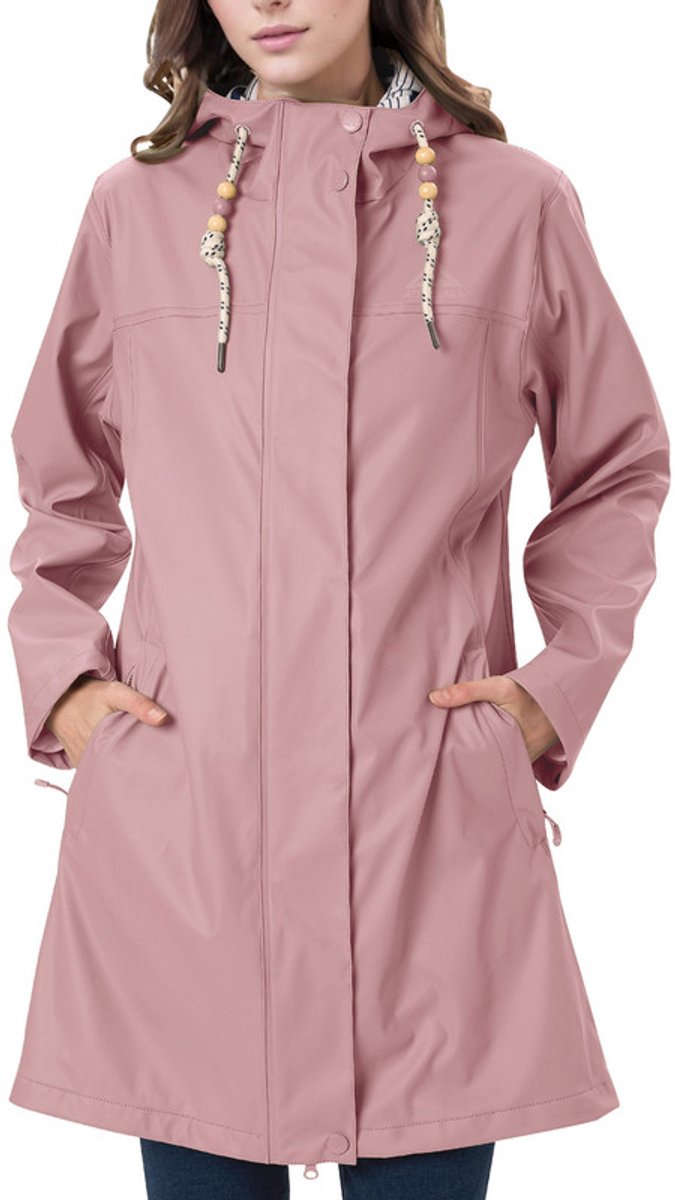 Daity Regenjas dames parka | waterdichte PU jas met capuchon voor regen - Maat L