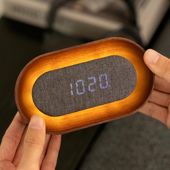 Ovale Wekker - Houten Klok - Wakker Worden - Touch Bediening - Niet gespecificeerd - Walnoot — afbeelding 4
