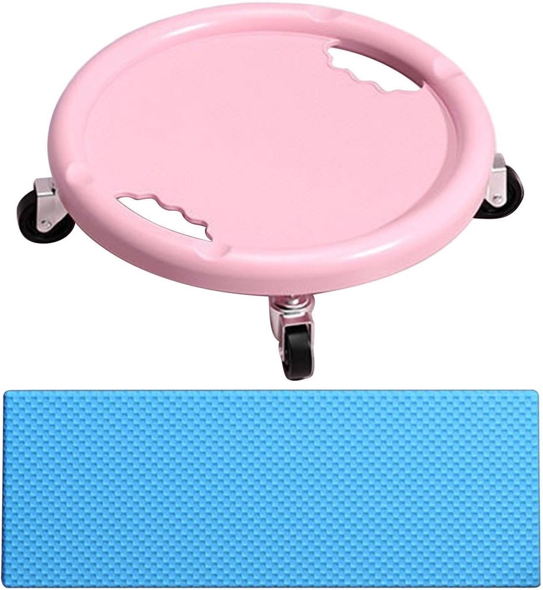 Buikspierwiel Set - Core Trainer - Krachttraining Thuis - 360 Graden Roterend - Incl. Kniekussen - Roze
