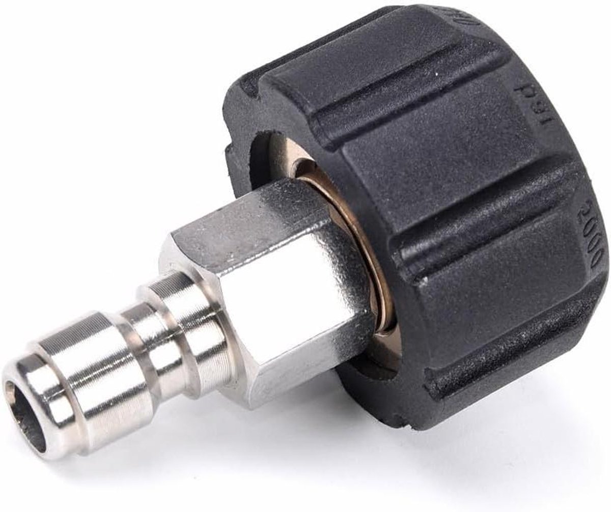 Hogedrukreiniger Adapter - Messing Connector - Snel Koppelen - M22 naar 1/4 - Compact Formaat - Zilverkleurig