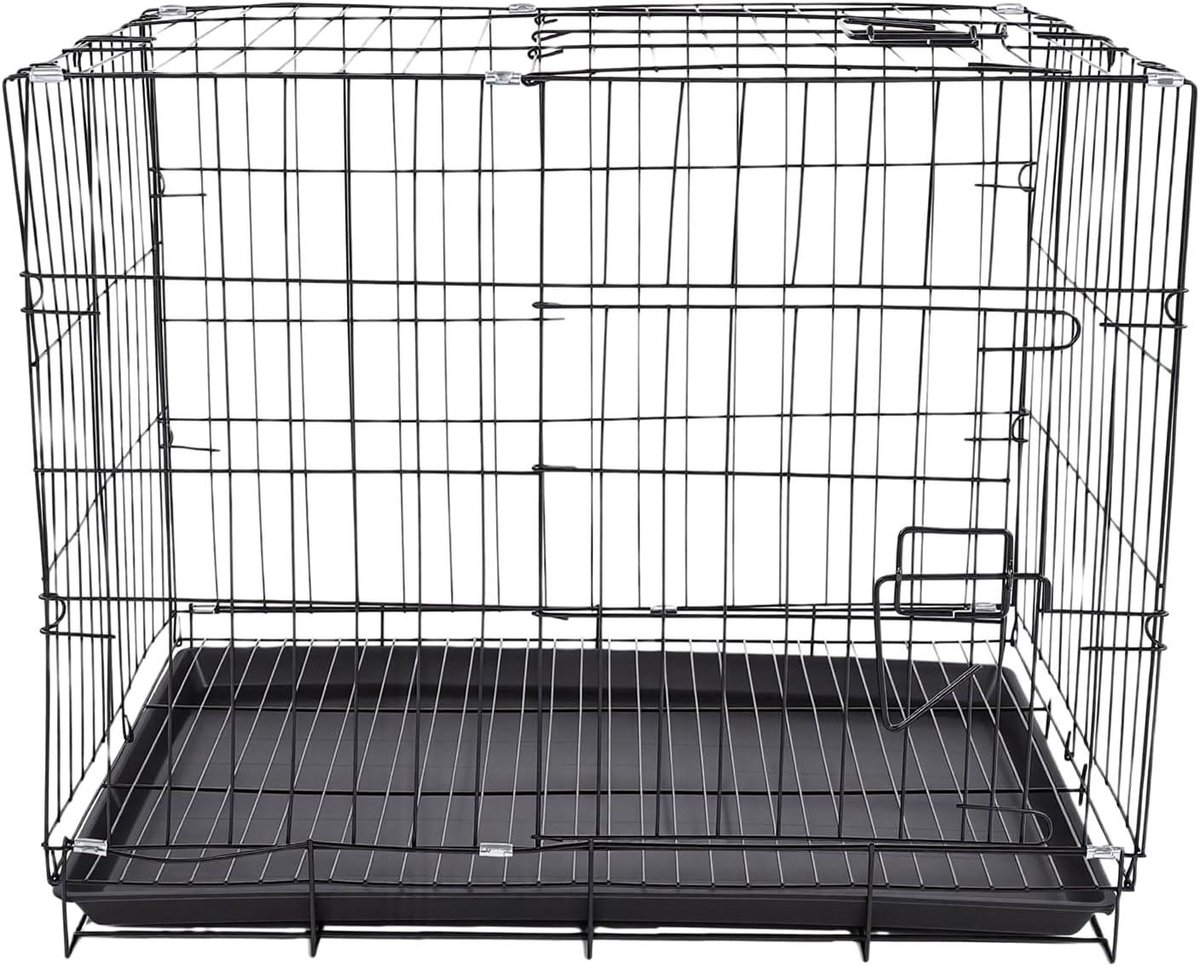 Hondenkooi - Huisdierenkennel - Veilig Transport - Verstelbare Scheidingswand - 60x42x50cm - Zwart