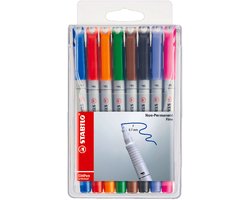 STABILO OHPen - Uitwisbare Marker - Universal F Punt 0,7 mm - Etui Met 8 Kleuren