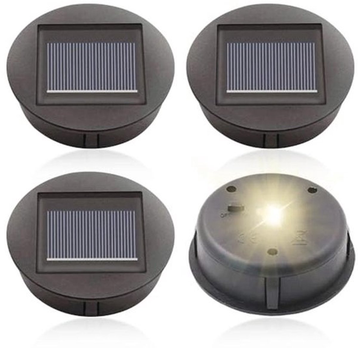 Candala Vervangende Solarlampen - 4 Stuks, 8 cm Zonne-Verlichting, Waterdichte LED Lampen voor Tuin en Terrein