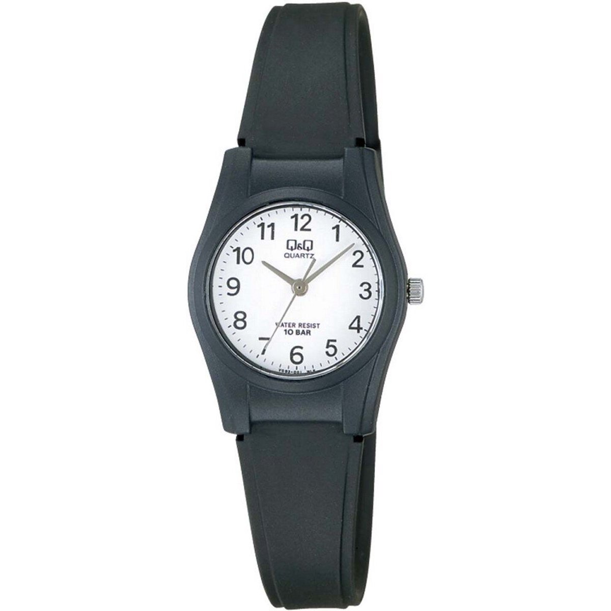 QQ VQ03J001Y - Horloge - Sport - Analoog - Dames - Vrouwen - Plastic band - Rond - Cijfers - Kunststof - Zwart - Wit