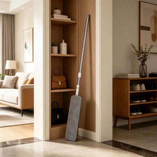 Telescopische Plumeau - Uitschuifbare Borstel - Huis Schoonmaken - Flexibele Kop - 65 cm Lengte - Grijs — afbeelding 3