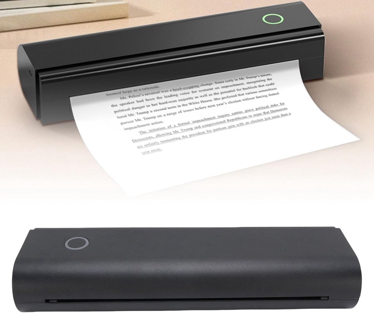 Draagbare Printer - Mobiele Printer - Overal Printen - Inktloze Thermische Technologie - 216 mm Papierbreedte - Zwart