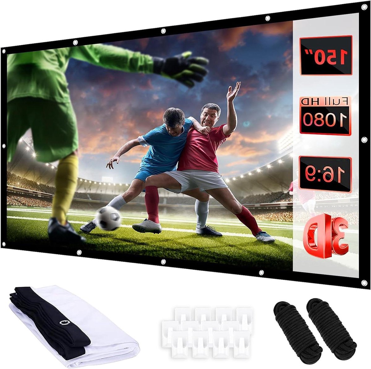 Projectiescherm - Beamerdoek - Thuisbioscoop Creëren - 180 Graden Kijkhoek - 150 Inch - Wit