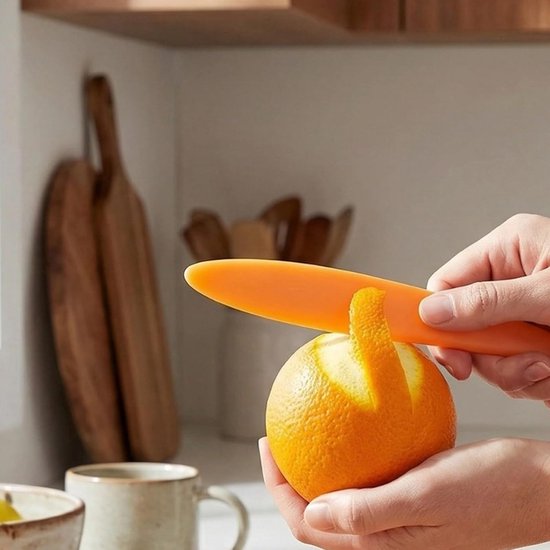 Sinaasappelschiller Set - Citrus openers - Fruit Snel Schillen - Ergonomisch Ontwerp - 2 stuks - Oranje en Wit — afbeelding 4