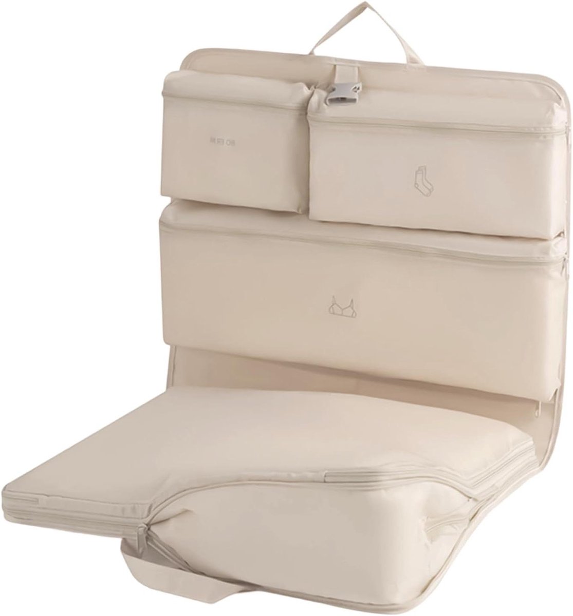 Reis Organizer - Kleding Tas - Bagage Ordenen - Compressie Functie - 25x16x3 cm - Crèmetinten