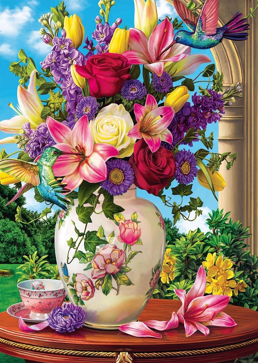 Legpuzzel - Puzzelspel - Ontspannen Tijdverdrijf - Linnenstructuur - 1000 Stukjes - Bloemen