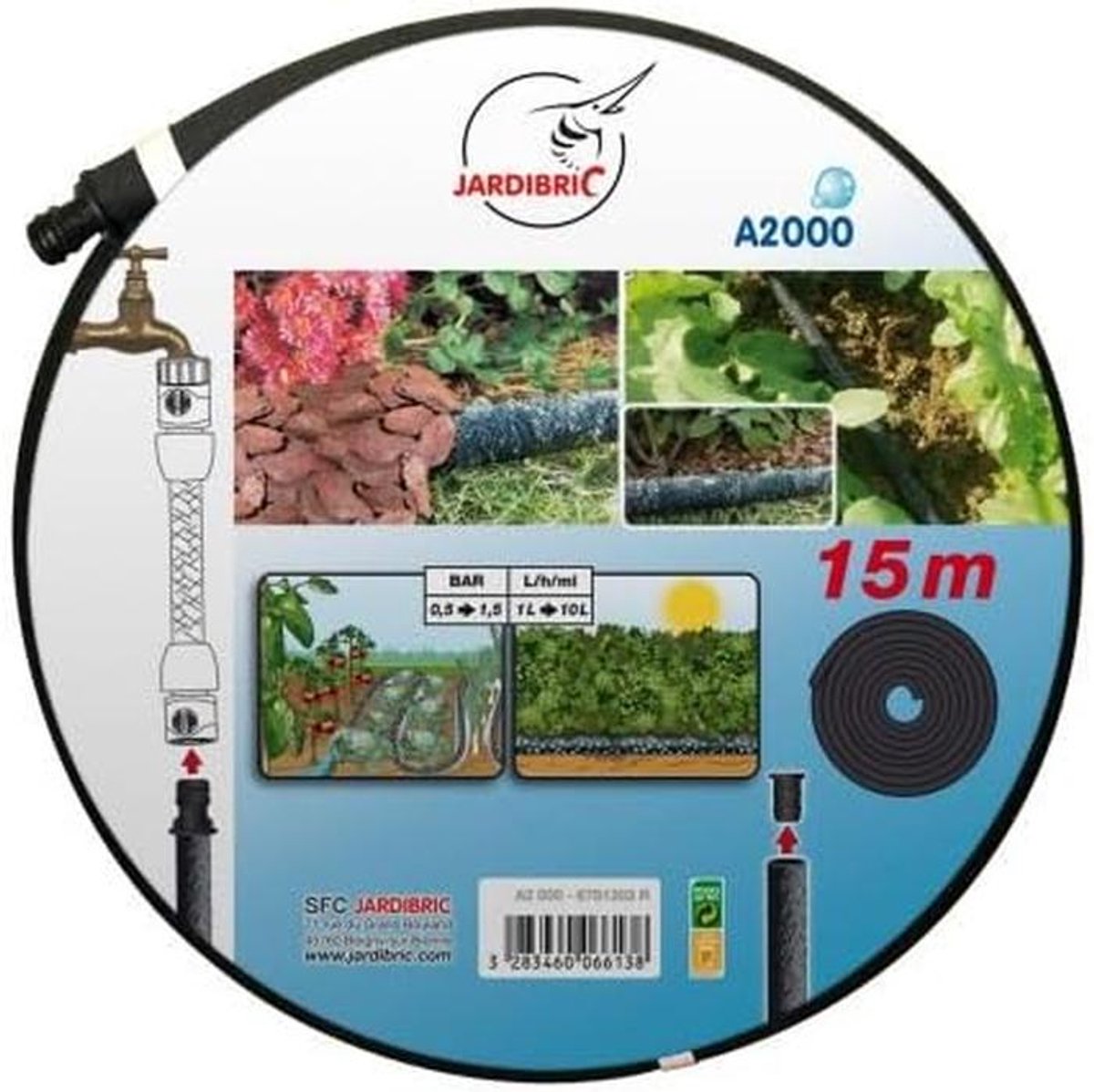 Poreuze slangset - Druppelslang - Planten water geven - Waterbesparend - 15 meter - Zwart
