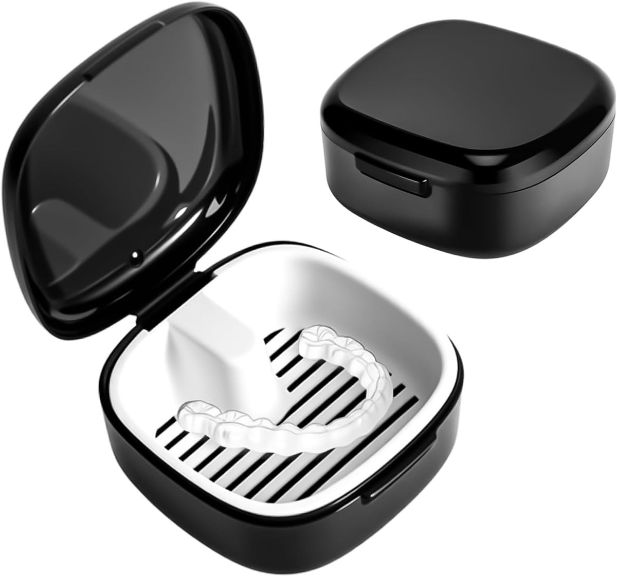 Prothesen Box - Mondzorg Houder - Hygiënisch Opbergen - Met Filtermand - 7.8 x 7.8 x 3.8 cm - Wit