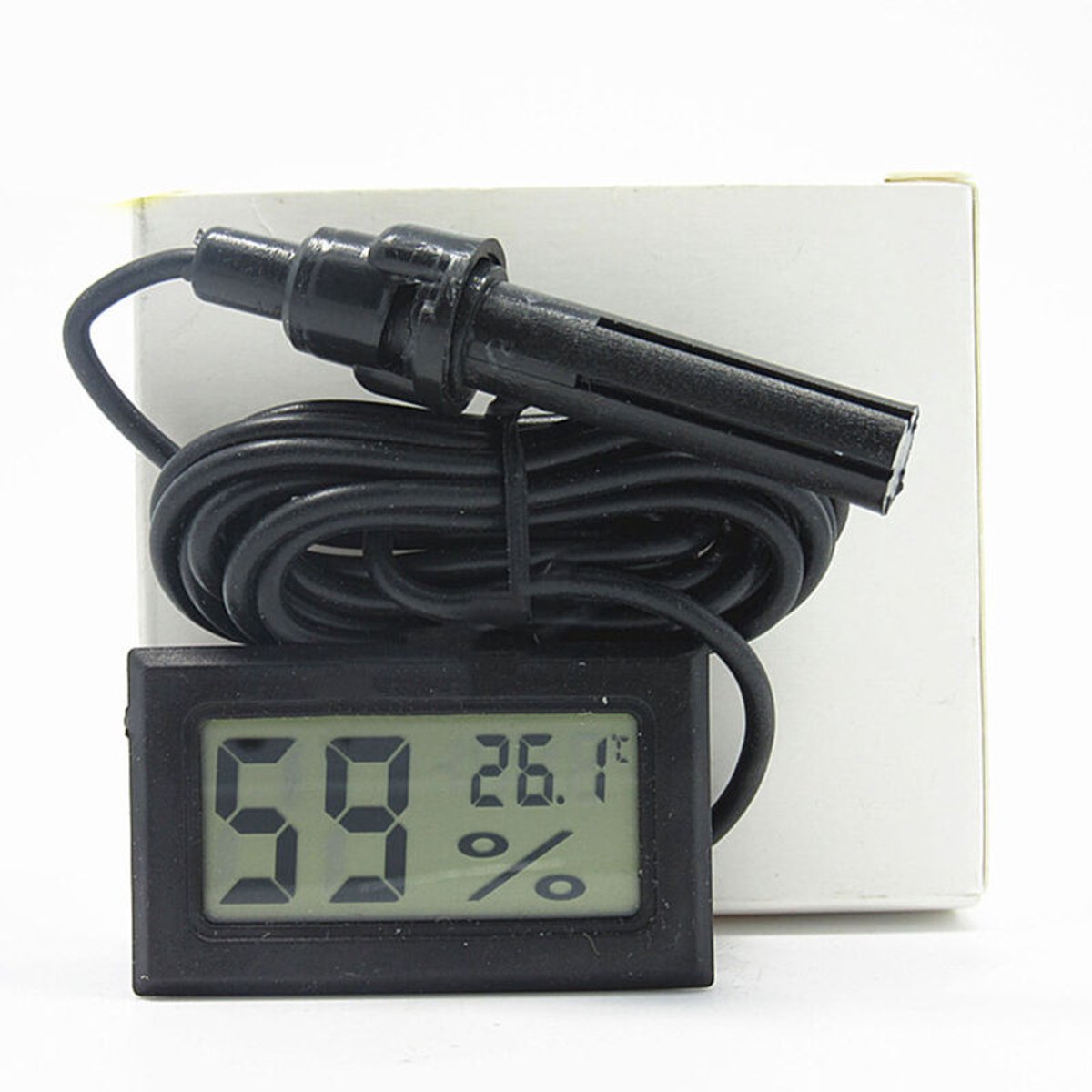 De nieuwe digitale lcd-thermogeschikt voorer heeft een sensor geschikt voor een meetbereik van 50 graden Celsius tot +110 graden Celsius.