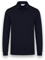 Vercate - Heren Polo Lange Mouw - Strijkvrij Poloshirt - Marine Blauw - Navy - Slim Fit - Excellent Katoen - Maat XXL