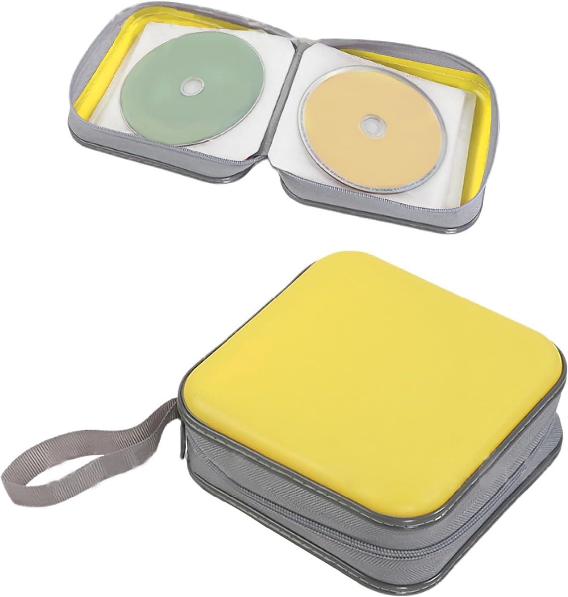 CD hoes - Opbergmap - Muziek organiseren - Harde plastic bescherming - 48 CD's - Geel